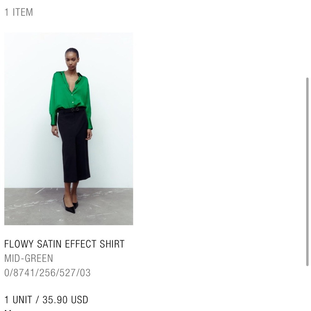 ZARA SATIN EFFECT SHIRT